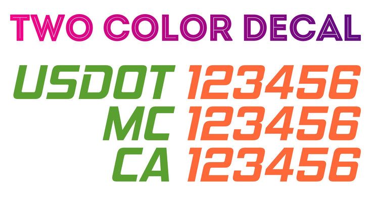 two color usdot mc ca decal