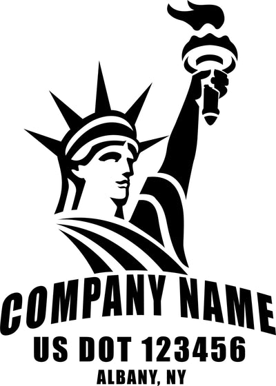 Patriotic name truck decal with USDOT statue of liberty