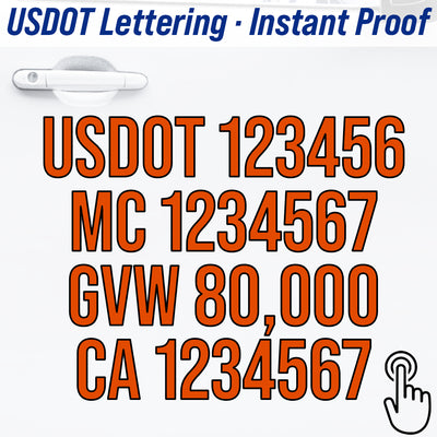 USDOT Number Lettering Decal Sticker Live Preview (Set of 2)