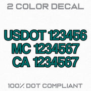 2 Color 3 Line USDOT Decal Sticker, (Set of 2)