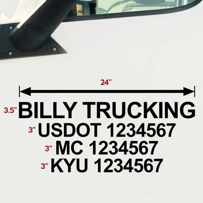 usdot number combo decal - 4 lines of lettering