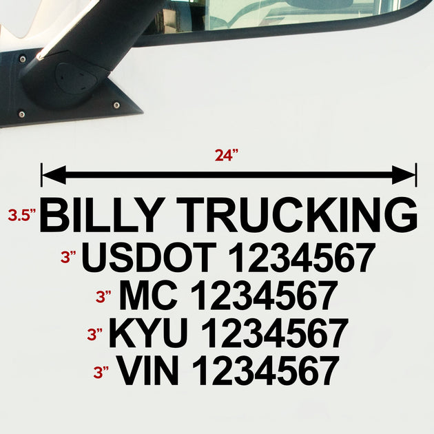 USDOT Number Decal - 5 Lines of Lettering – USDOT Decals