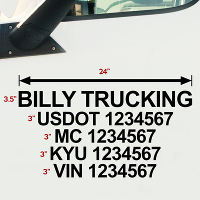 usdot number decal - 5 lines of lettering vinyl