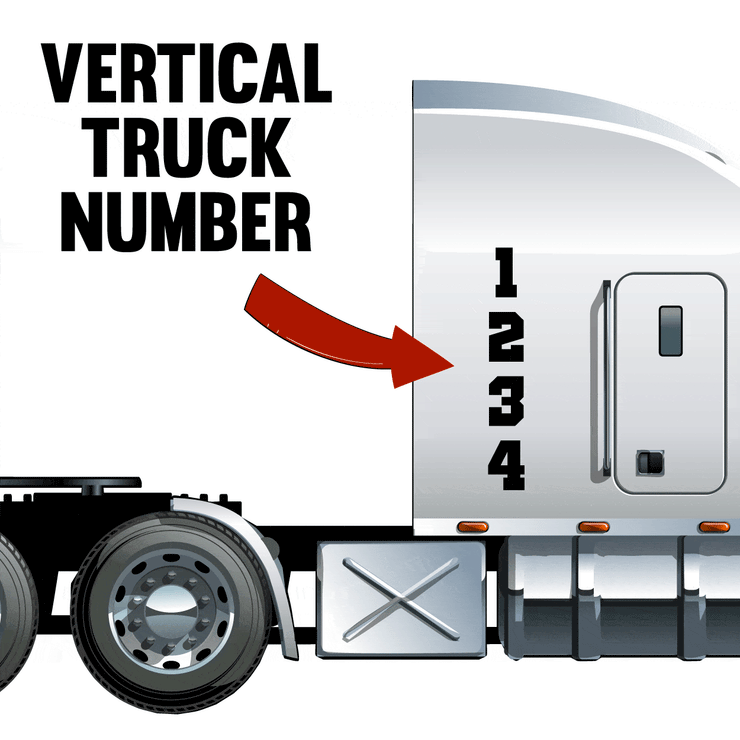 vertical truck number decal sticker